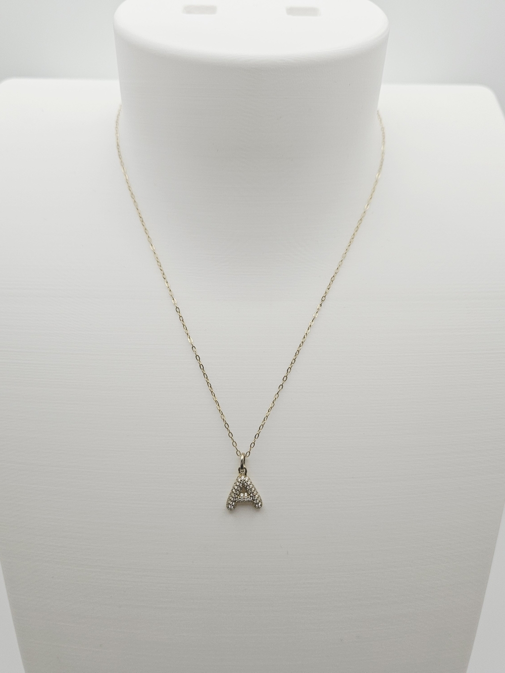 Gold Over Sterling Silver Initial A Crystal Pendant Necklace